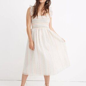 Gauzy rainbow striped Dress with Ruffle Straps XXS